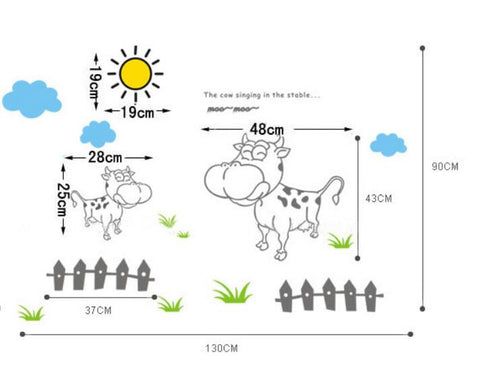 Moo Moo Cow farm wall sticker Cow Removable Wall decal