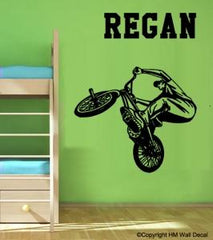 Personalised Boy BMX stunt Removable wall Sticker Removable