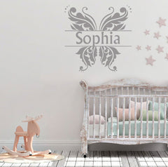 Personalised Name & butterflies Nursery or Kids room Removable wall sticker Wall Sticker Decal