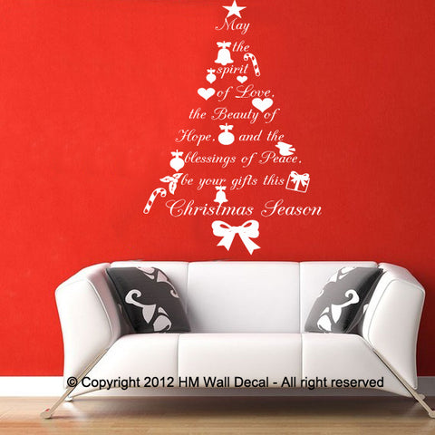 Quote Christmas Tree wall decal wall sticker, great gift