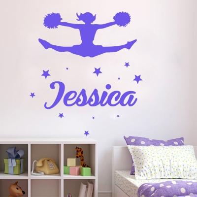 Customise name & cheerleader girl Kids / Nursery removable Wall Sticker Decal