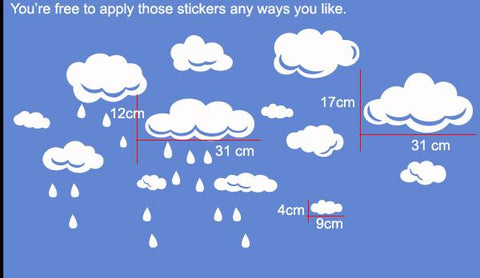Clouds with Rain drops removable wall sticker