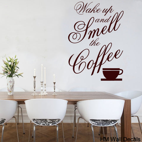 "Wake up and smell the coffee" Removable  Wall Decal-wall art sticker