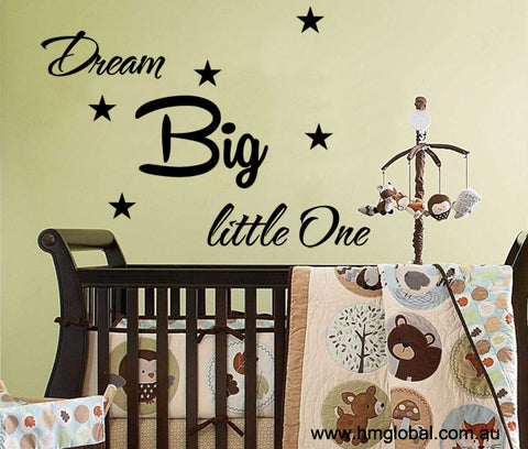 " Dream Big Little One " Nursery or kids Removable Wall Art Decal Wall Sticker