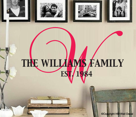 Personalised Family Name & established Year in 2 cloud ways Removable wall sticker