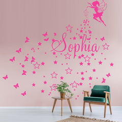 Personalised Name & Fairy, Stars, Butterflies Nursery/ Kids room Removable Wall Sticker Decal