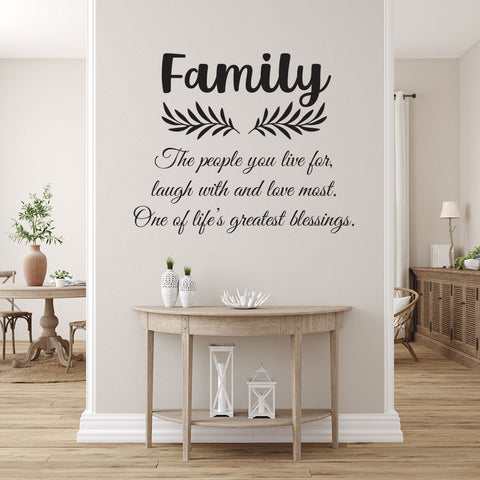 Family inspiration quote Removable Wall Art Decal