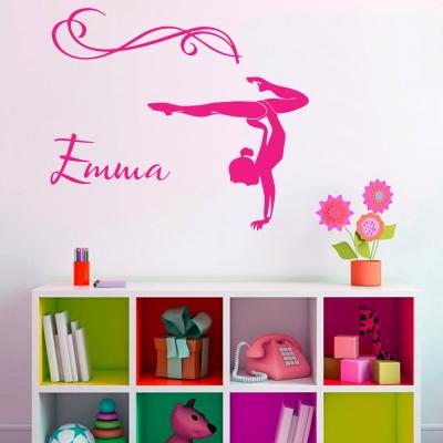 Customise Name with gymnastic girl wall sticker for some one you love