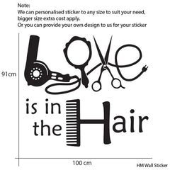 Love is in the Hair - HAIR & BEAUTY SALON - Wall Art Sticker Vinyl Decal