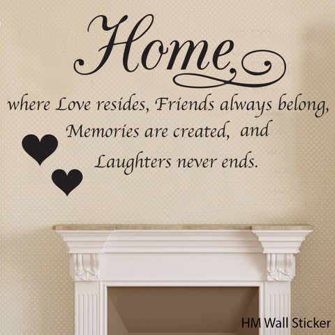 “Home is where Love resides….” - Wall Quote Decal