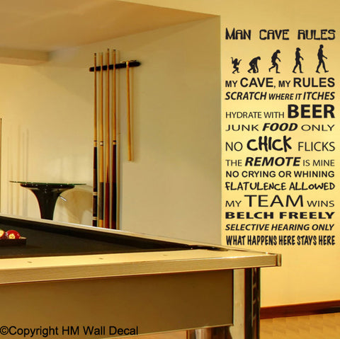MAN CAVE Rule Removable Wall Decal Wall sticker Mural Wall Art