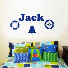 Customise name & Nautical theme Kids / Nursery removable Wall Sticker Decal