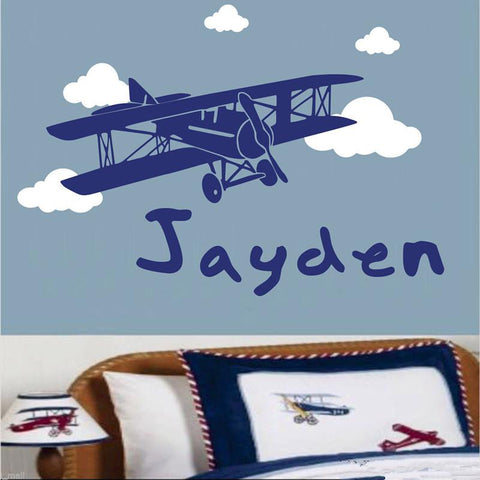 Personalised name and airplane removable Wall stickers