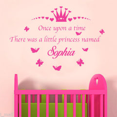Personalised Once Upon A time There was a little Princess Named Removable Kids Wall Sticker