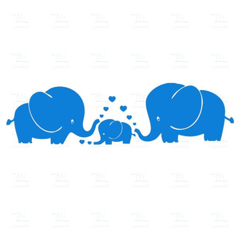 Happy and Love Elephant Family Removable Wall decal, Mural