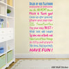 Image of Playroom Rules Removable Wall Art Decal Wall Sticker  in 3 colour ways
