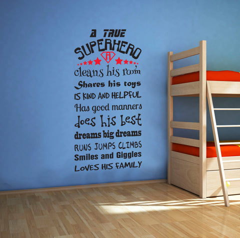 Superhero Rules Removable wall sticker wall decal