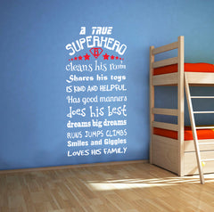 Superhero Rules Removable wall sticker wall decal