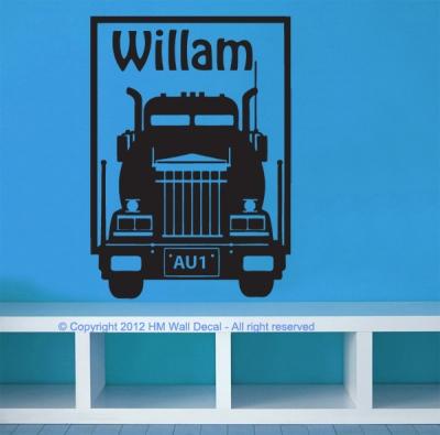 Customise name & Trucks Kids / Nursery removable Wall Sticker Decal
