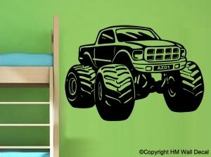 Kids Personalised Monster Truck Wall Art Sticker Removable