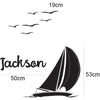 Image of Personalised Name & Yacht Sailing Removable Wall Decal Mural Wall sticker