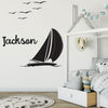 Image of Personalised Name & Yacht Sailing Removable Wall Decal Mural Wall sticker